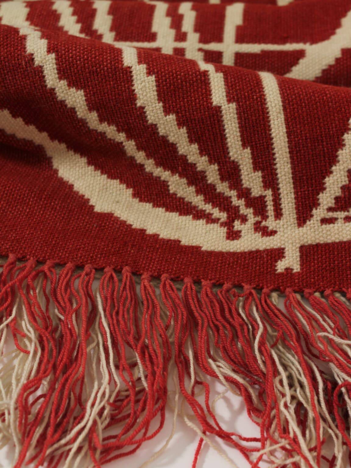 Tapisserie murale en laine rouge à motifs abstraits de la nature 72 x 180 cm