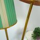 1950s floor lamp with pink and green shade and gold-coloured legs