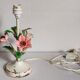 Bouquet lamp to table in vintage painted sheet vinyl lampshade