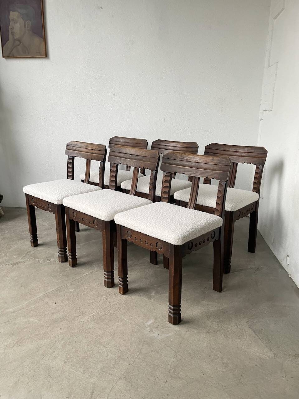 Set of 6 brutalist chairs from the 1940s