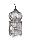 Ancienne cage à oiseau décorative en fer forgé