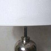 Vintage Space Age lamp with silver chrome metal ball base and DRIMMER H lampshade