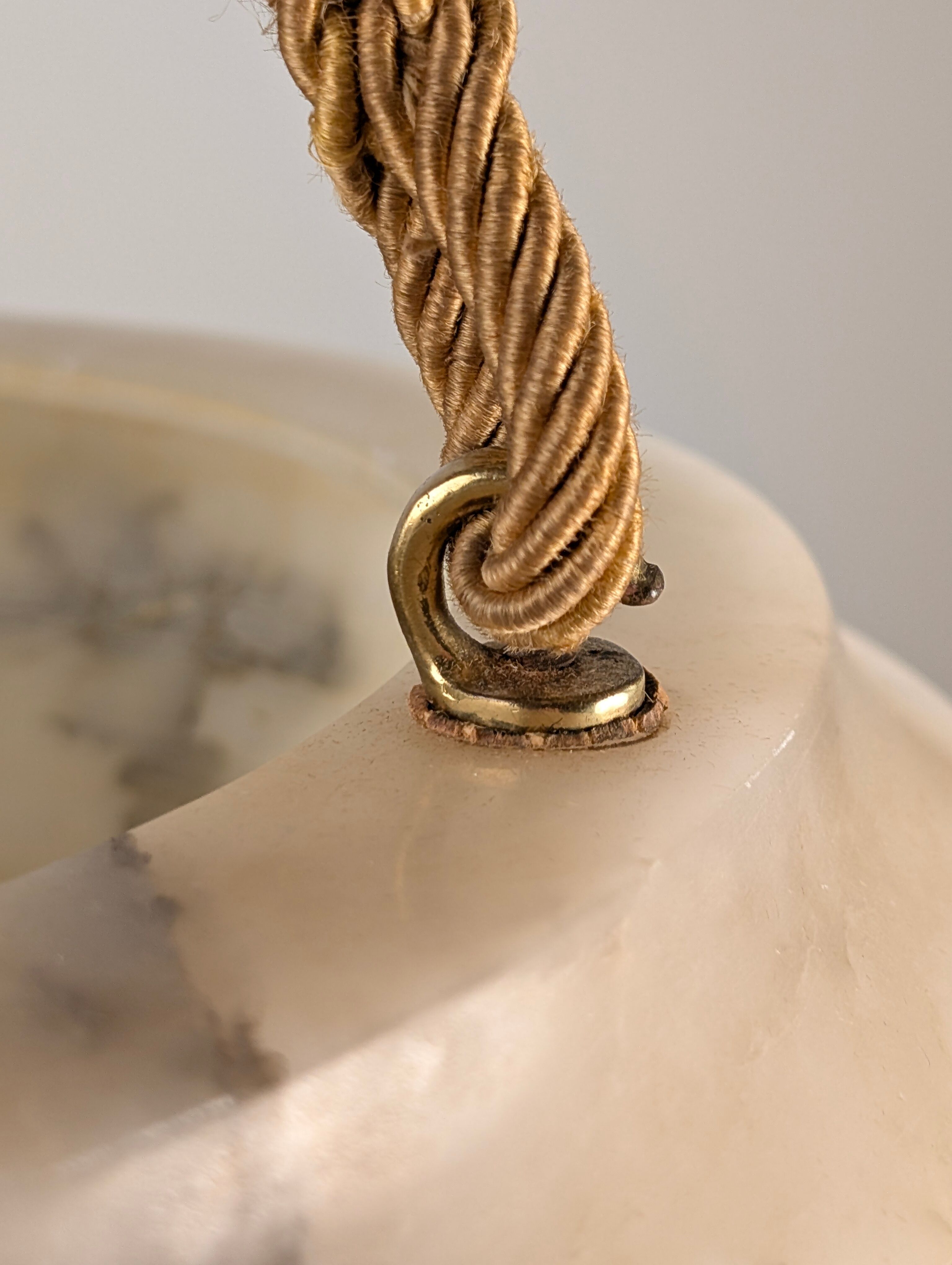 Timeless Art Deco pendant lamp in carved alabaster with black veins, 1920s