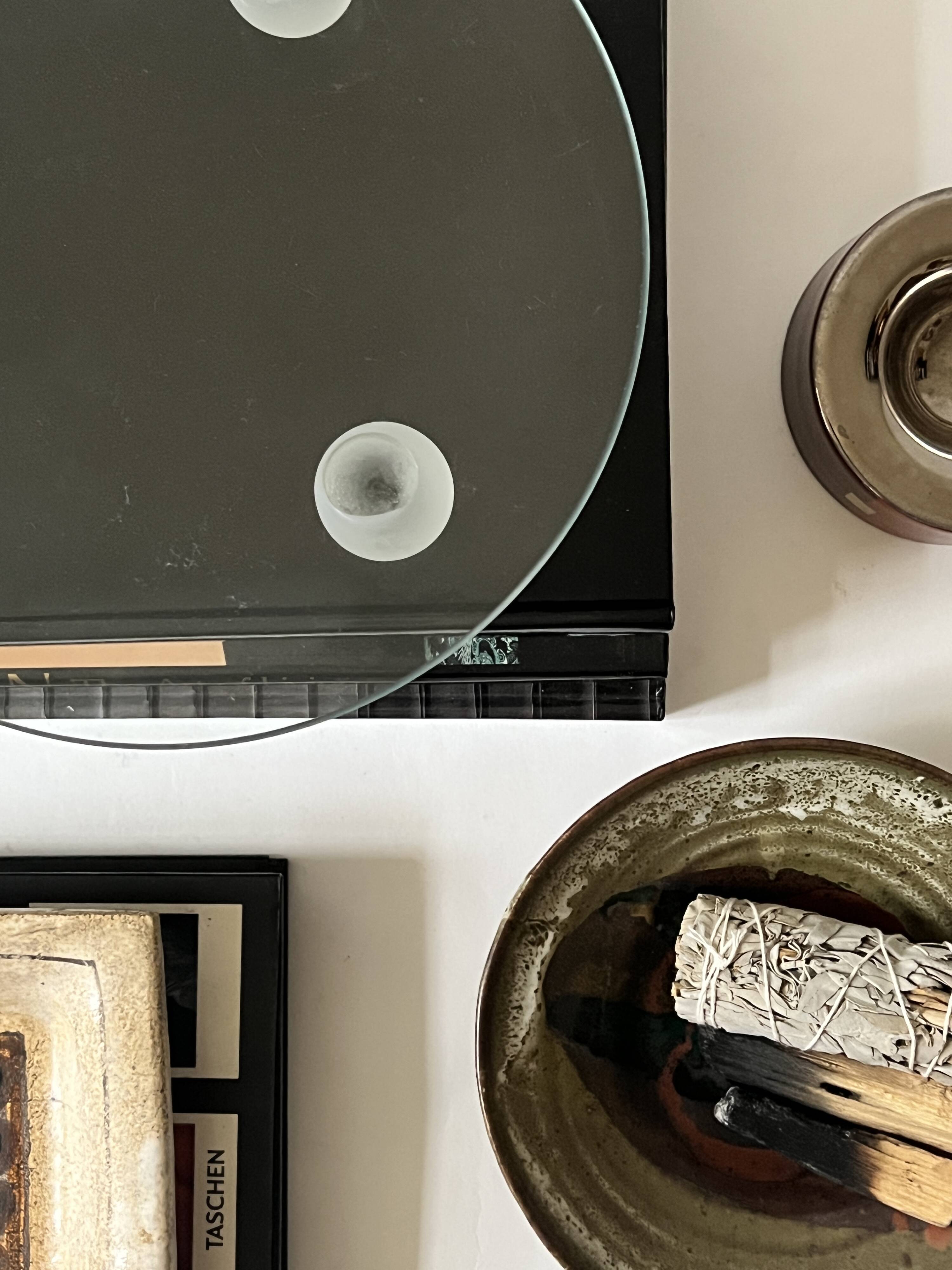 Large Italian glass and spherical frosted glass empty pocket, 1970 design