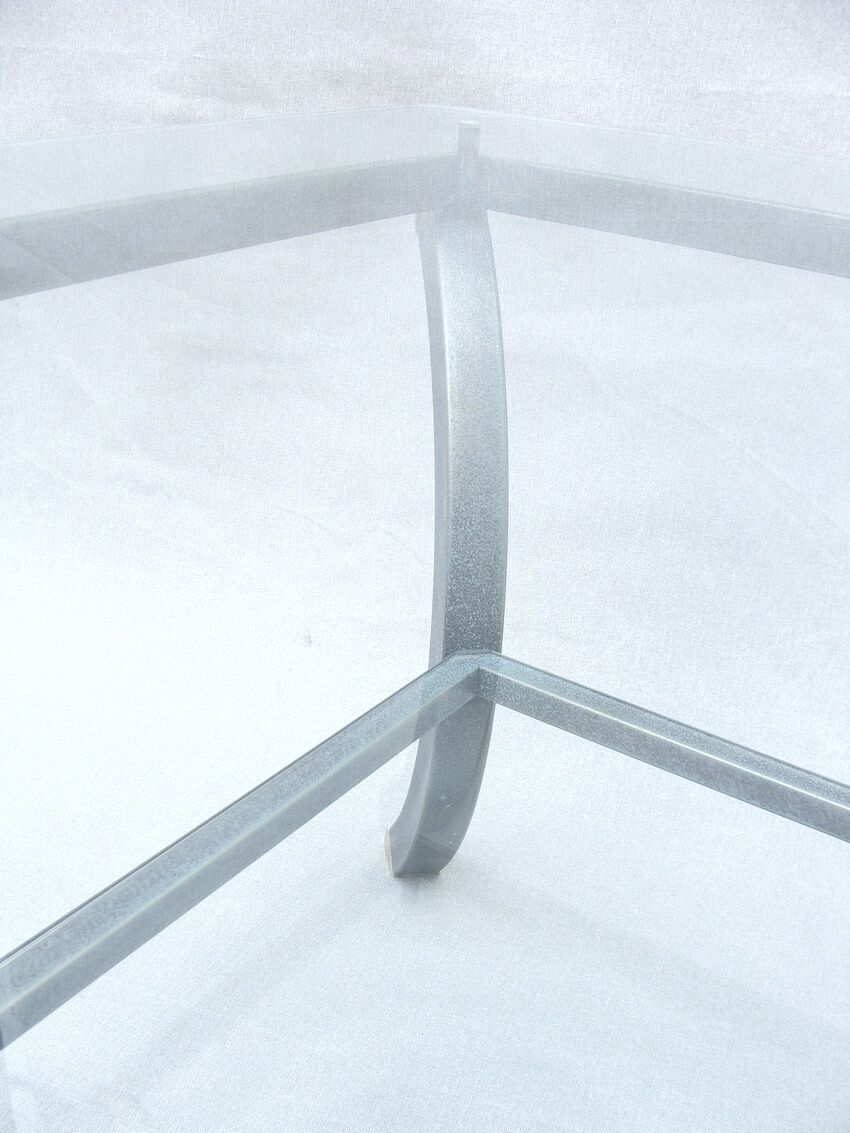Vintage coffee table, metal and glass, Pierre Vandel