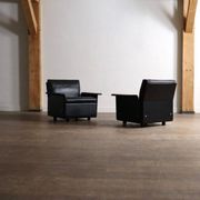 Pair of Dieter Rams Model 620 lounge chairs black leather for Vitsoe 1980s