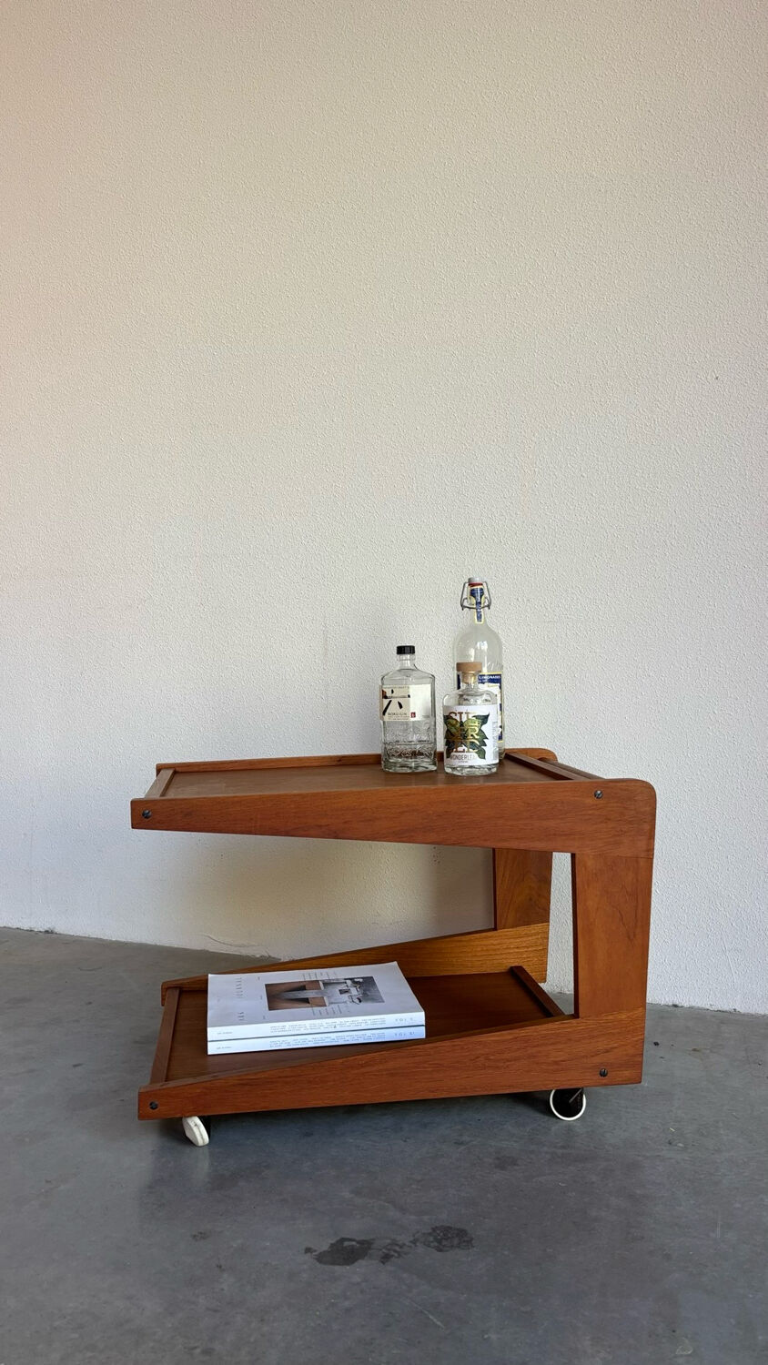 Vintage Danish bar trolley in teak