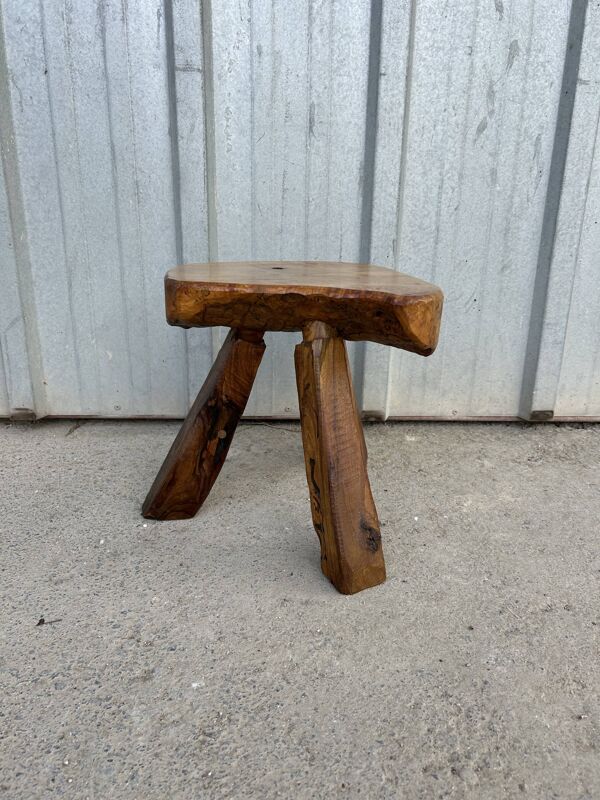 Tabouret tripode ancien brutaliste