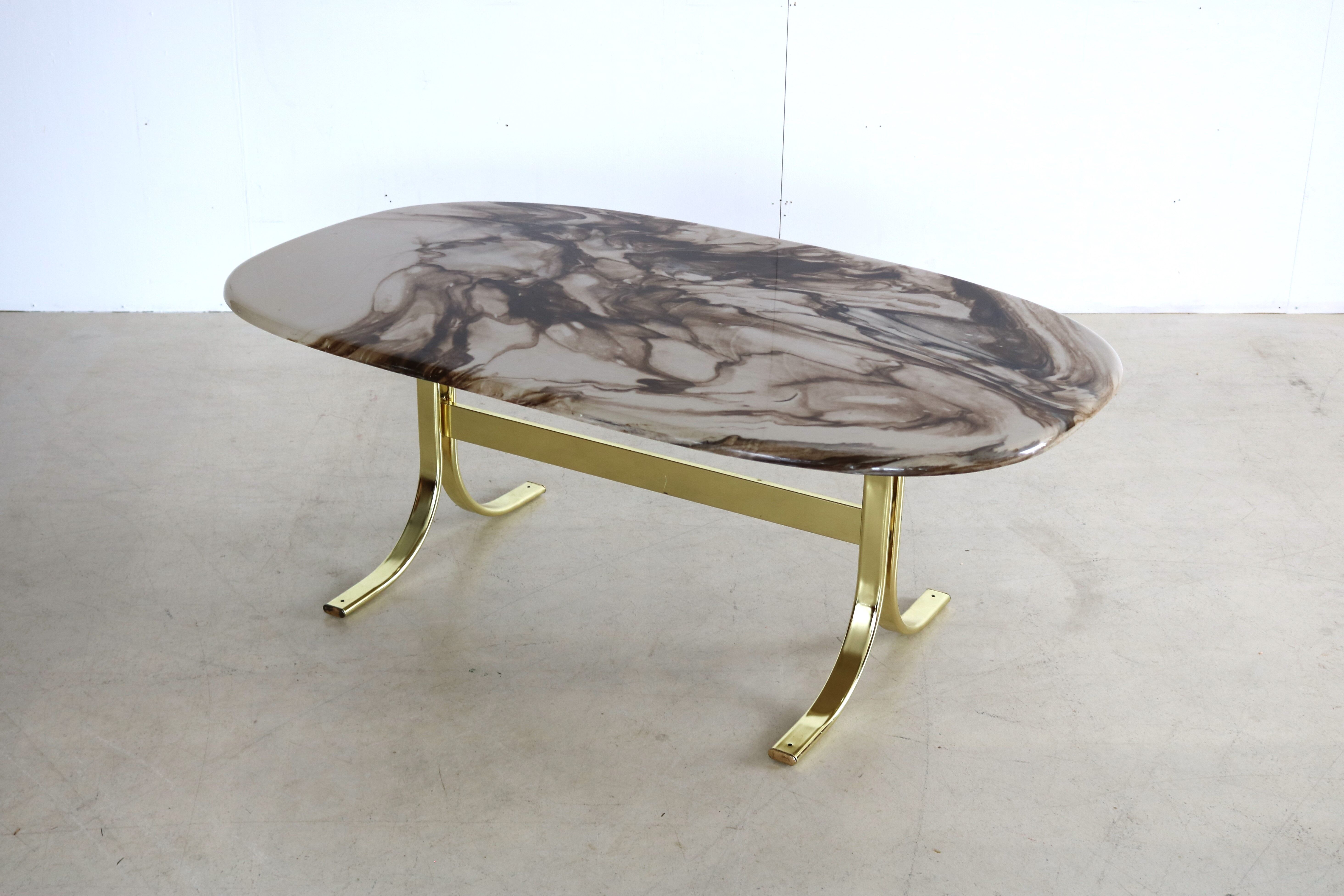 Table basse vintage, plateau en marbre, années 60, Suède
