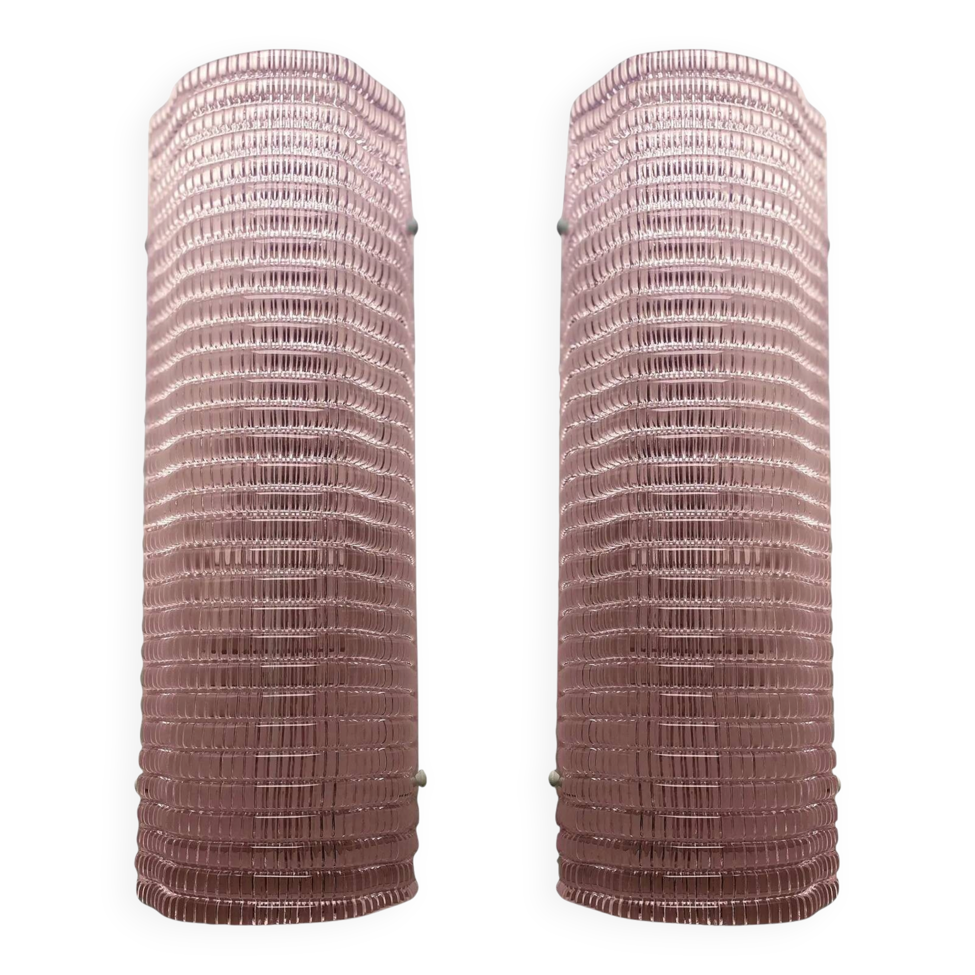 Set of Two Diamanted Pink Rectangular Murano Glass Wall Sconce