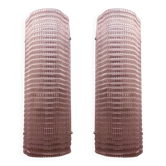 Set of Two Diamanted Pink Rectangular Murano Glass Wall Sconce