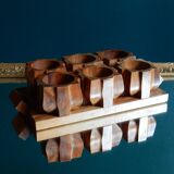 6 egg cups and their olive wood tray