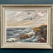 Oil on Canvas Original Swedish – 'Sea' by Holger Almquist – Signed – Vintage and Framed – 50 × 40 cm (19.7 in × 15.7 in)