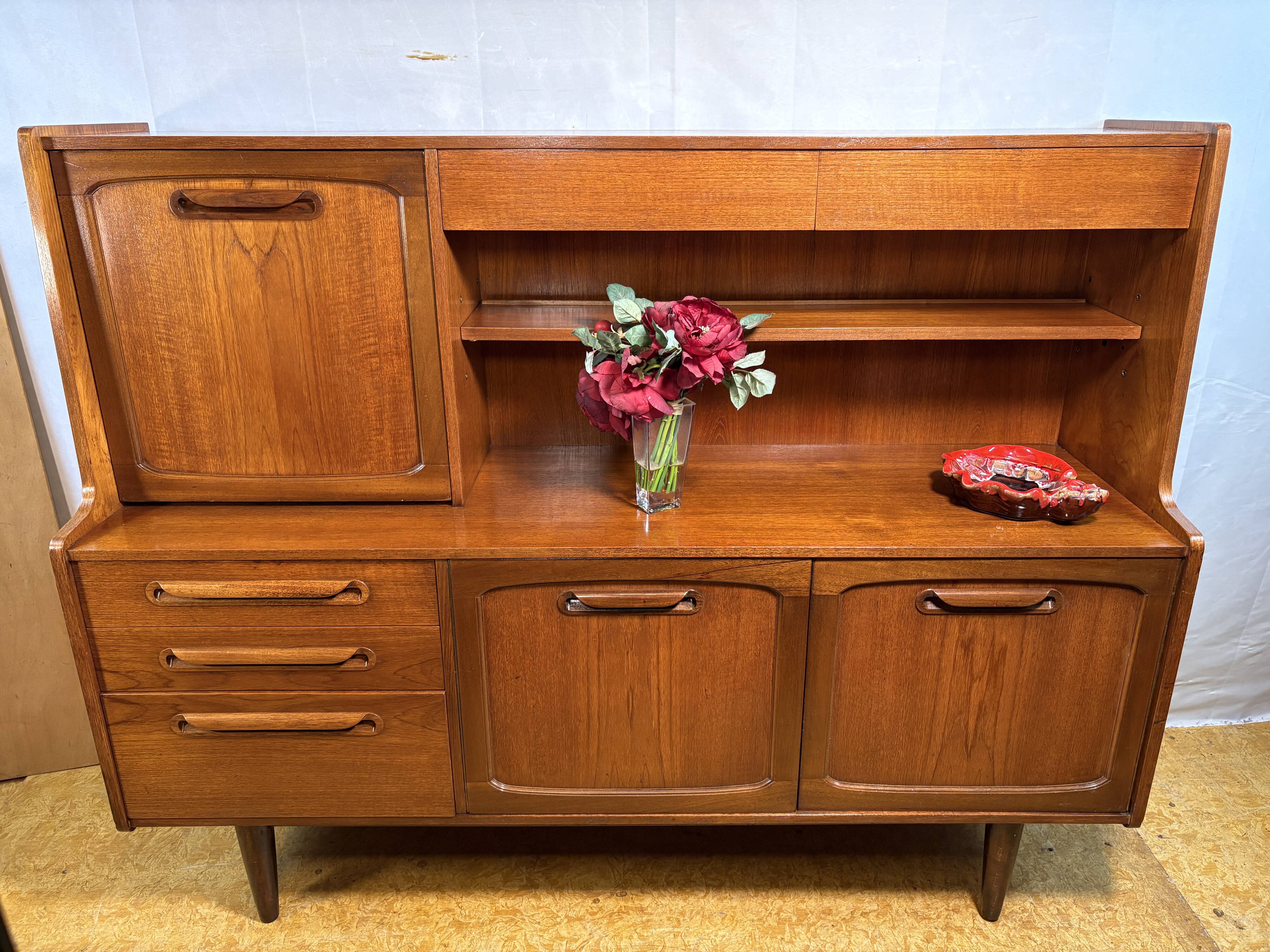 Mid-Century Retro Vintage Stonehill Stateroom Teak Highboard  1960 Danish D