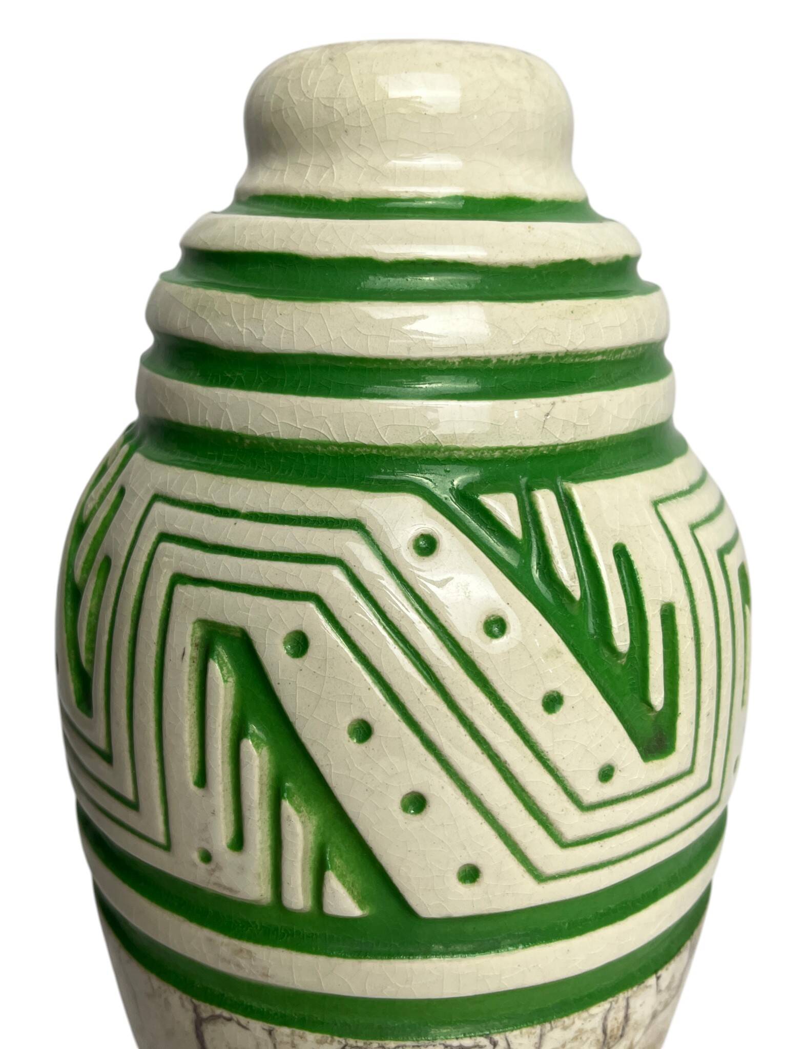 Art déco, vase ovoïde faïence signé Géo Condé et Mougin vers 1930