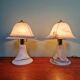 Pair of marbled Murano glass mushroom lamps, 1970s-80s.