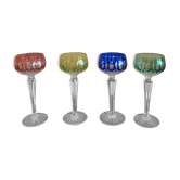 Series of four crystal white wine glasses