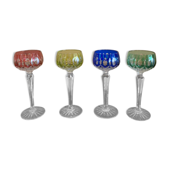 Series of four crystal white wine glasses