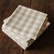 Lot 6 gingham cotton napkins and beige linen tiles