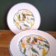 6 antique dessert plates with Toucan decor