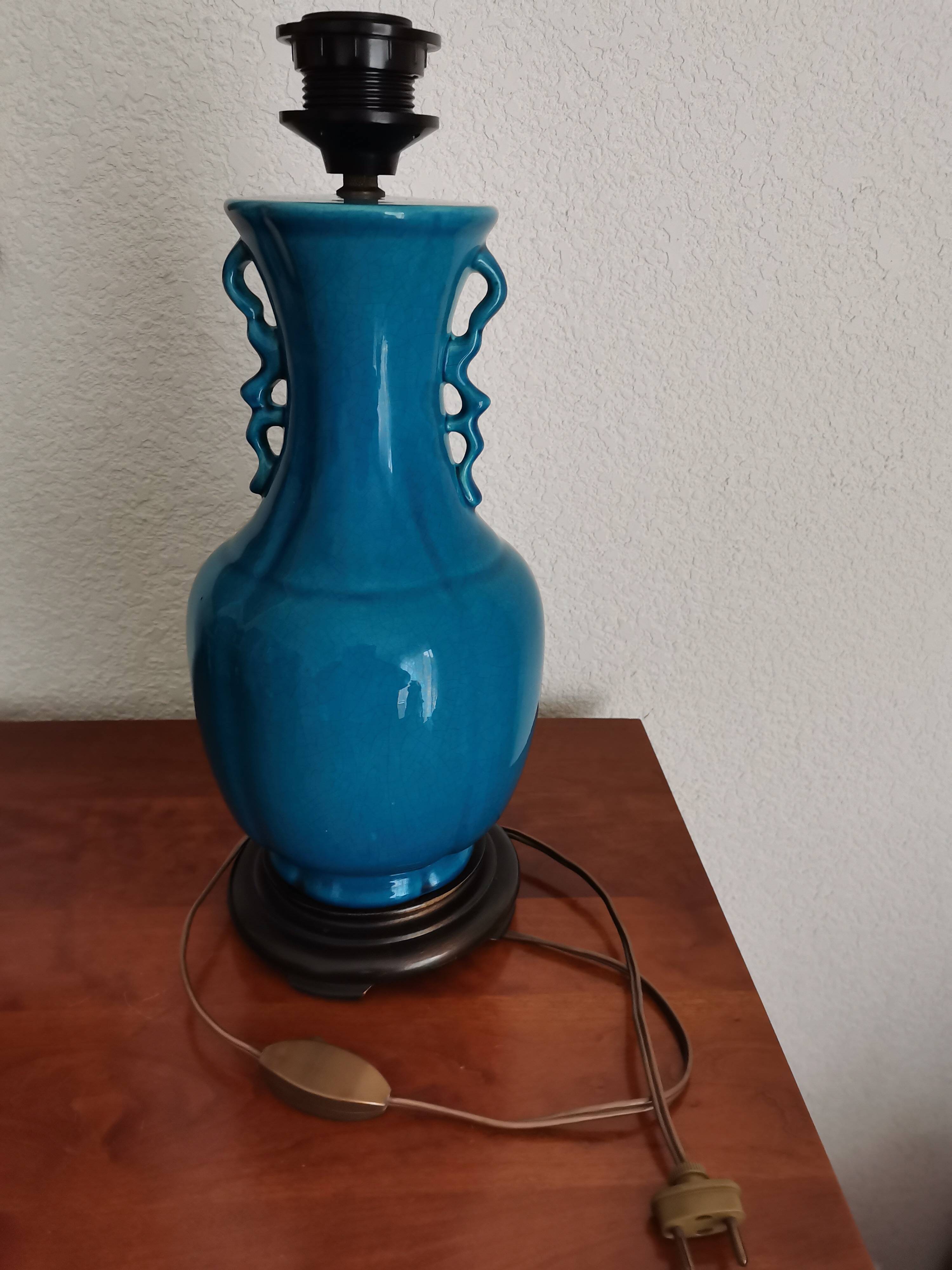Blue ceramic lamp base