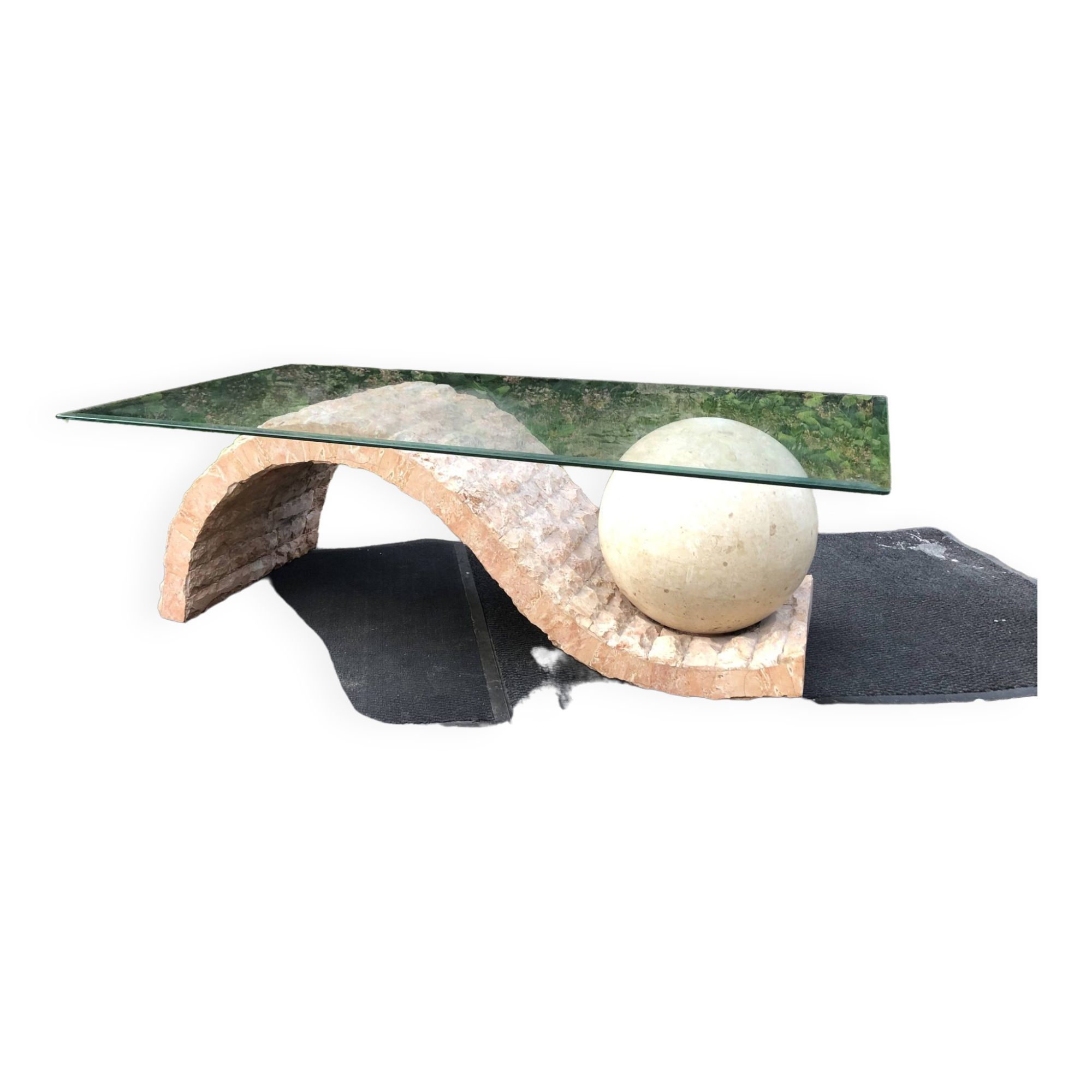 80s design coffee table. made of Mactan travertine stones from Magnussen ponte.