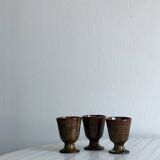 Set of 3 small enamelled ceramic mugs