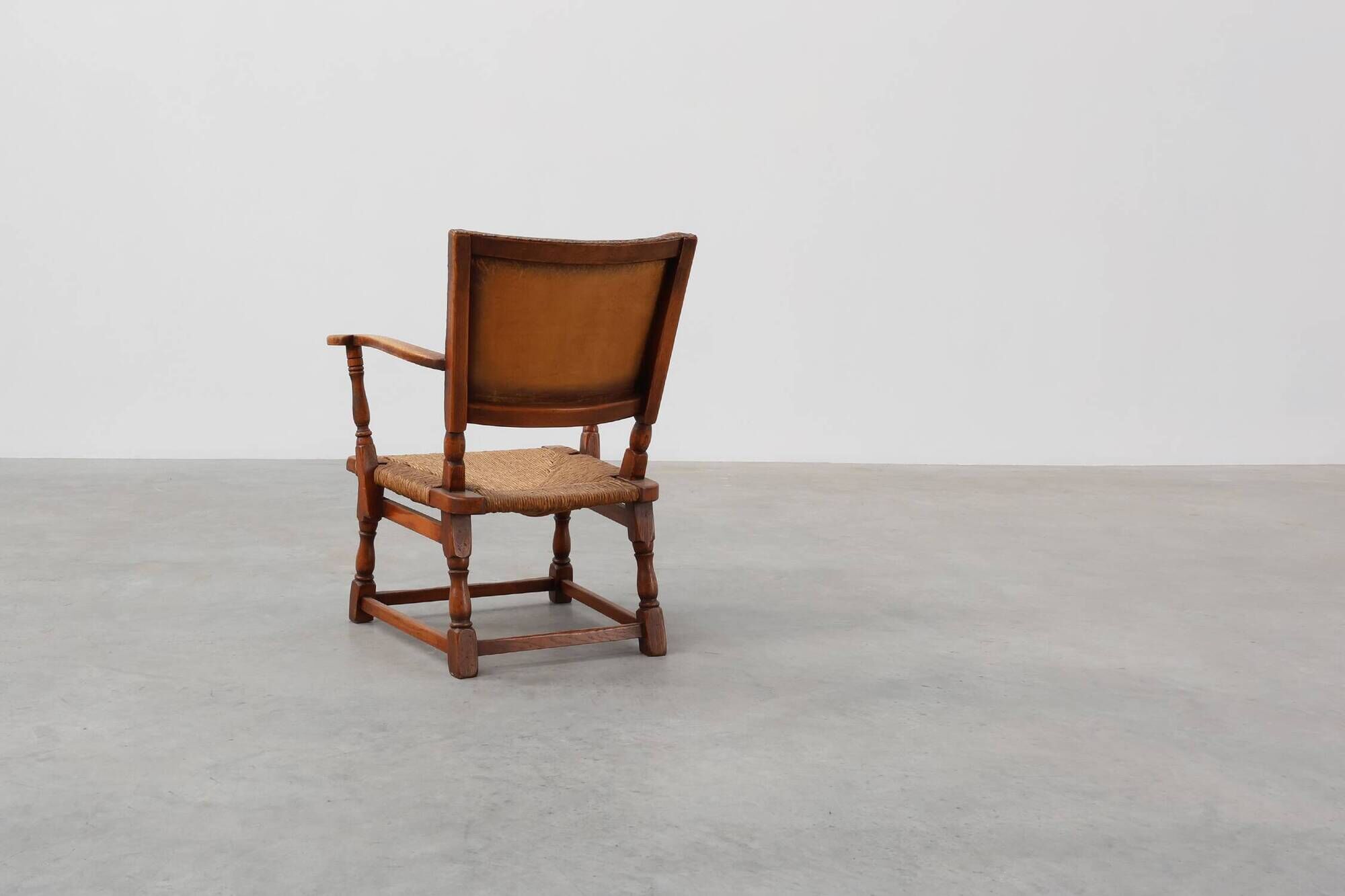 Leather and oak Armchair by Theo Ruth for Artifort, The Netherlands 1940s