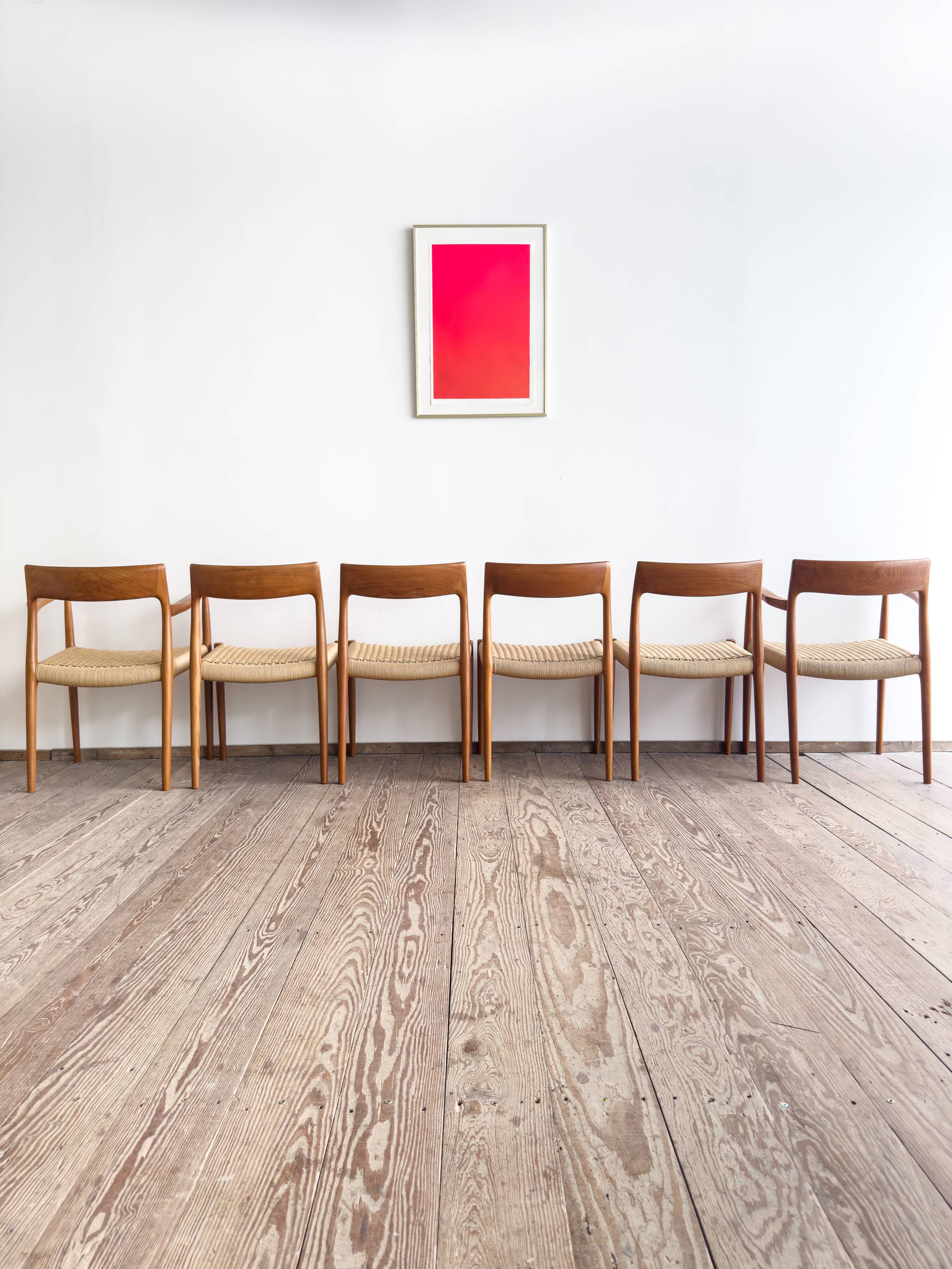 Chaises danoises en teck Mid-Century par Niels O. Møller # 77 & 57 Set de 6