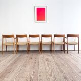 Chaises danoises en teck Mid-Century par Niels O. Møller # 77 & 57 Set de 6
