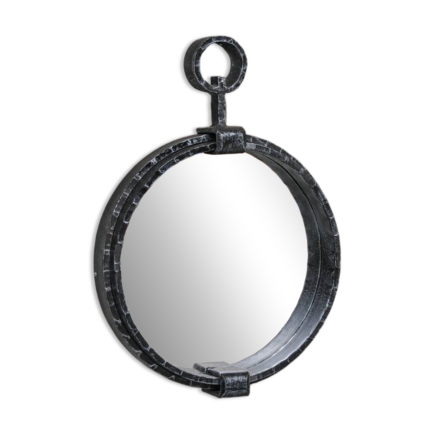Brutalist French Mid-Century Wall Mirror