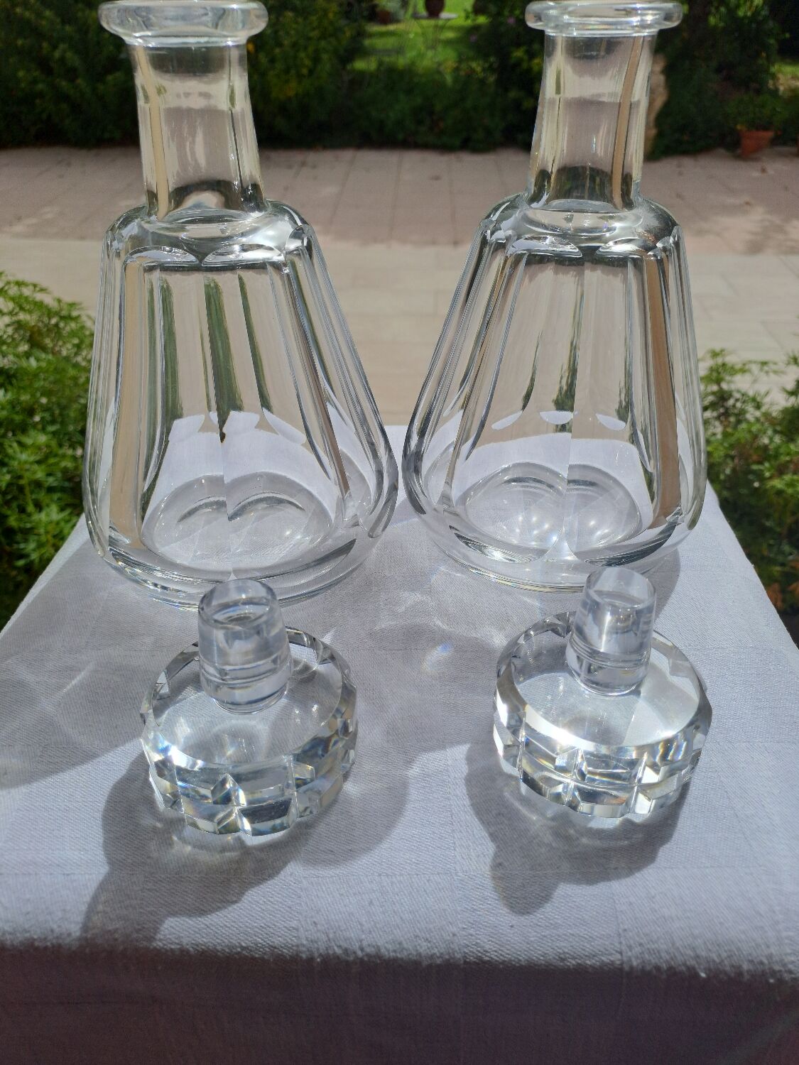 Pair of Baccarat crystal decanters, Harcourt Talleyrand model, signed