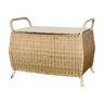 Wicker and white metal storage box