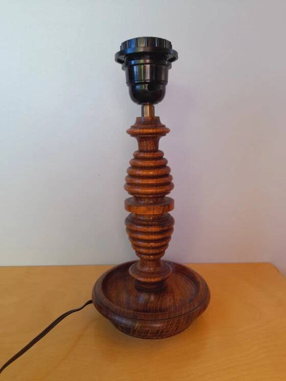 Turned wooden lamp base, 1970
