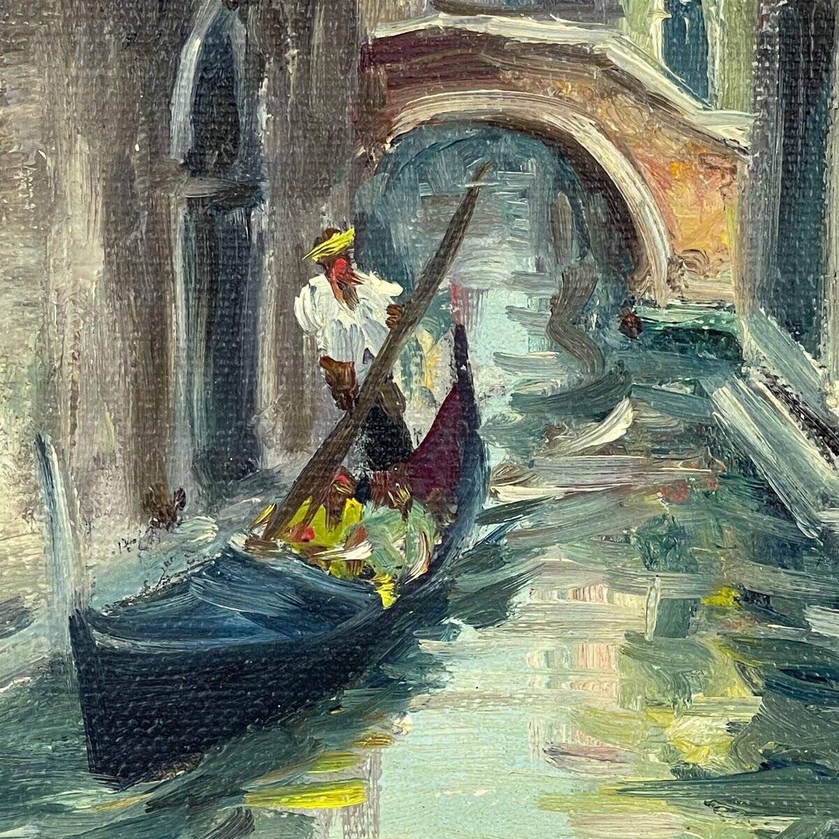 Italian artist, Venice Canal, original oil painting, 1960s, framed.