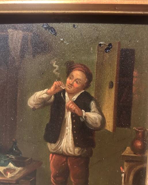 Oil on copper plate 19th century