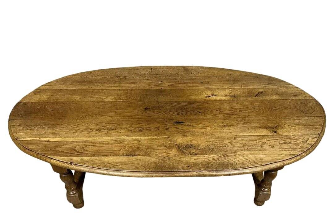Very large Louis XIII style coffee table in solid oak circa 1900
