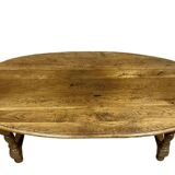 Very large Louis XIII style coffee table in solid oak circa 1900