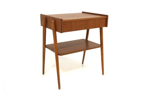 Table de chevet scandinave en teck, AB Carlströms, Suède, 1960