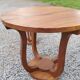 Coffee table and its three art deco stools in blond mahogany 1930