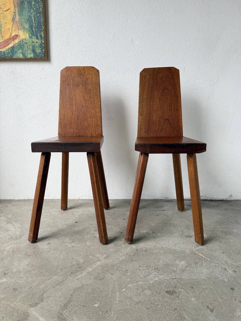 Paire de chaises brutaliste en chêne 1950