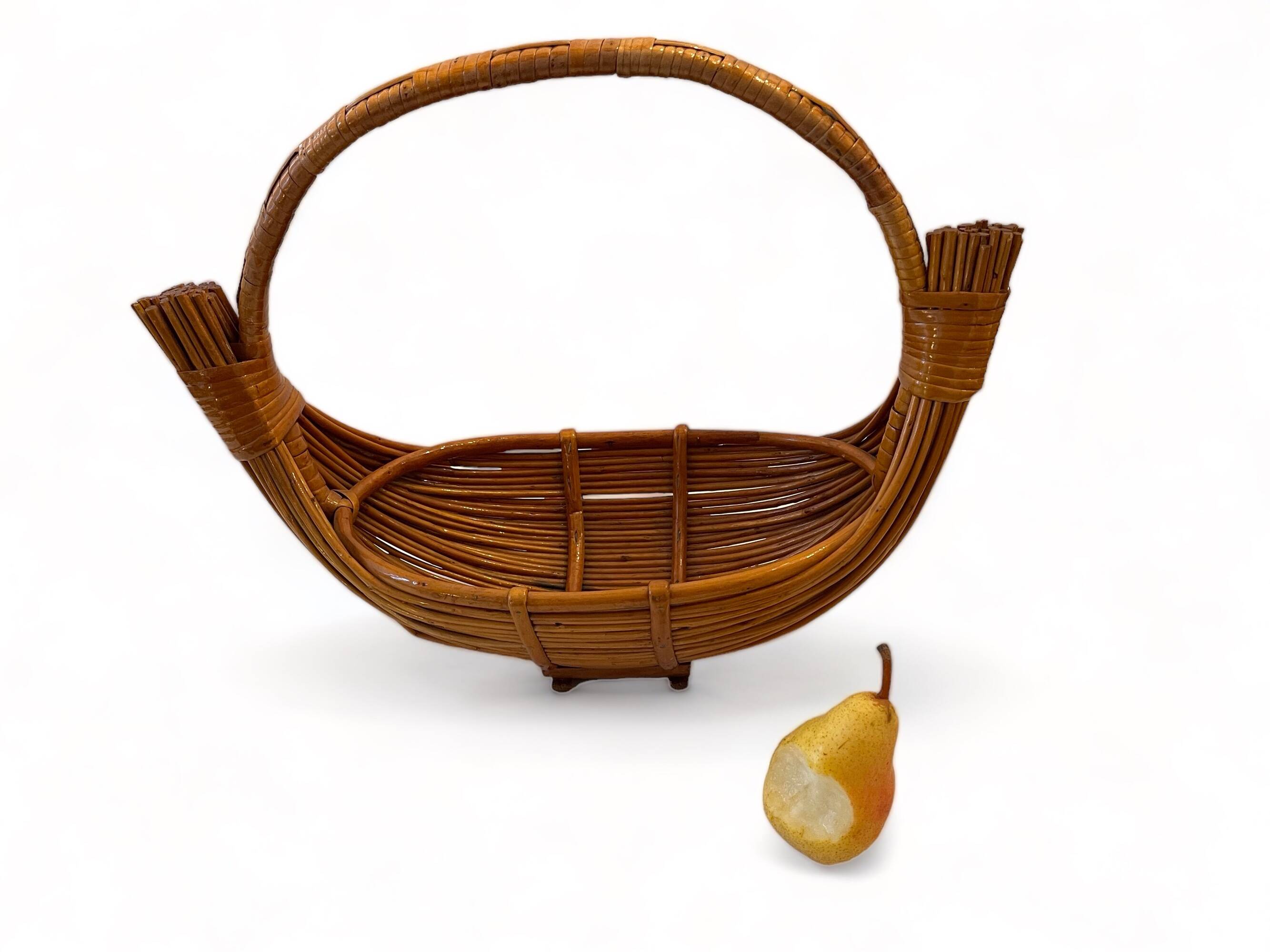 Large rattan/wicker fruit bowl, 1950 design