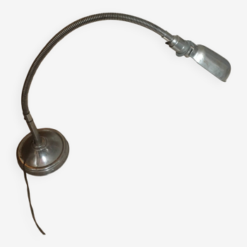 lampe vintage à poser en métal argentée : grand flexible