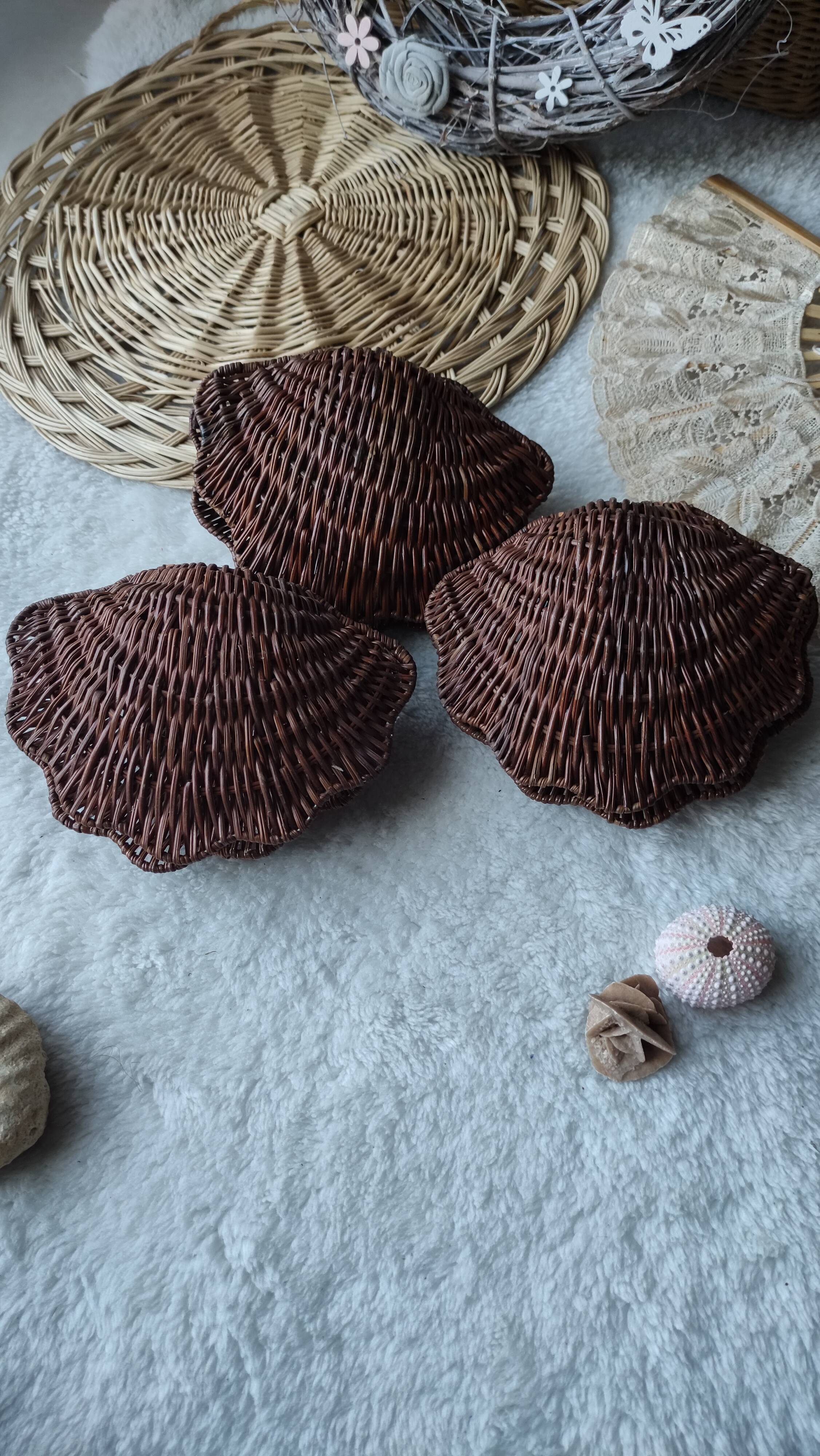 Vintage box in woven wicker shell shape