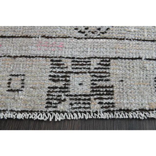 1970s Turkish Oushak Handmade Wool Cotton Beige Runner 77x245