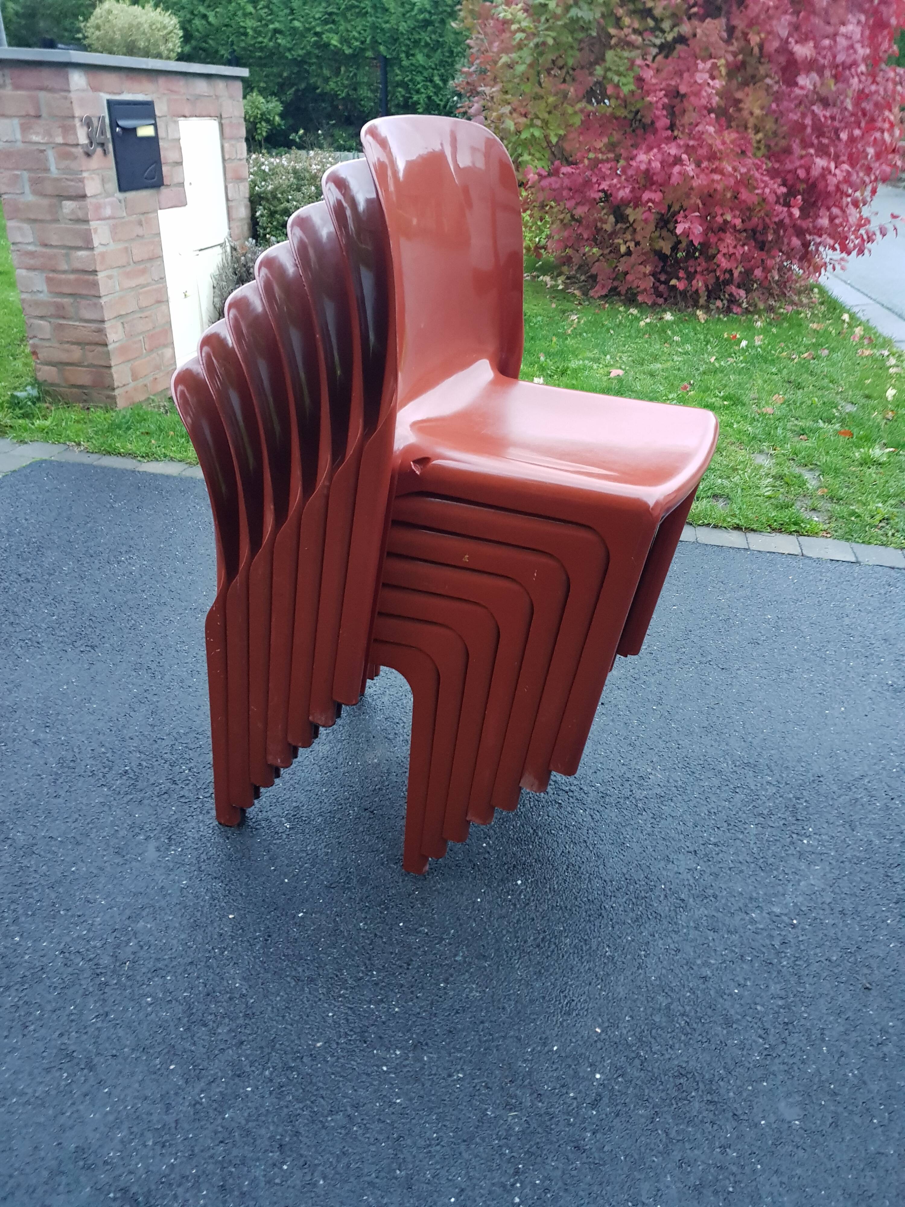 Set of 6 selene Vico magistretti chairs