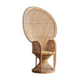 Emmanuelle XXL chair with armrests, rattan canning, bohemian style, circa 1970