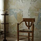 Carved monk's chair in solid oak, Wabi Sabi, Swedish, early 20th century.