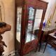 Louis XVI style display case in veneer marquetry, late 19th century