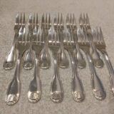 12 silver-plated metal cake forks by Christofle Vendôme 15.2